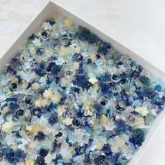 【50個】イエローブルー素材mix ネイルパーツ　デコパーツ　まとめ売り　星空感