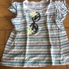 ストライプ柄花デザインTシャツ 90&80