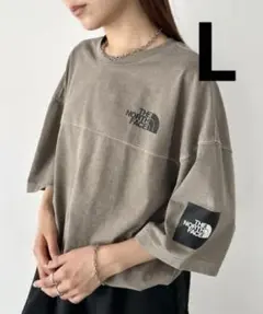 【韓国限定】 THE NORTH FACE ロゴ ステッチ Tシャツ ブラウンL
