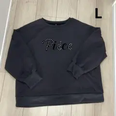 着1 美品　レディース　裏起毛英字トレーナー　L