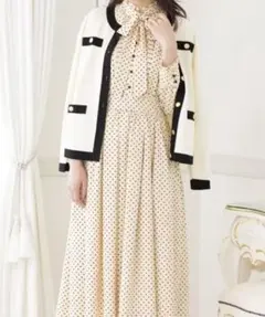 定価約3万円 美品 ローズティアラ ドット フリル襟 ワンピース 46