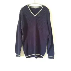 ユニクロ　ニット　Lサイズ　ネイビー　セーター　カジュアル　長袖