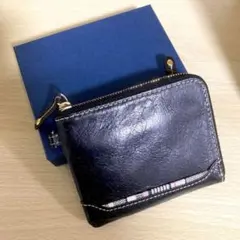 最終値下【新品・送料無料・即購入OK】黒色コンパクト財布／日本製豚革・帆布