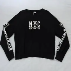 H＆M 長袖 カットソー 黒 NYCプリント レディース Mサイズ