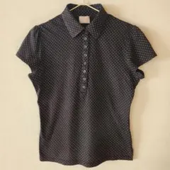 ドット柄 半袖ポロシャツ 黒