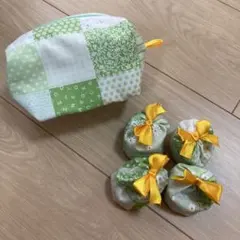 手作りお手玉4個セット⑦ポーチ付き