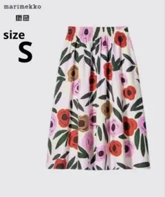 新品★UNIQLO x marimekko リネンブレンドスカート S 花柄のサムネイル