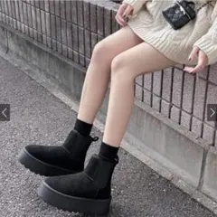 厚底サイドゴアムートンブーツ グレイル