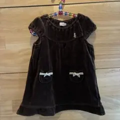 ミキハウス ワンピース 90 ブラウン　ベロア