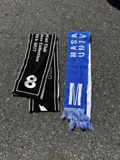 サッカーマフラー 2枚セット ブラック ブルー