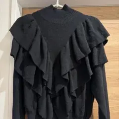 アズールバイマウジー　フリルニット　ハイネック　ブラック