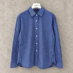 無印良品 綿100% ストライプシャツ 長袖 ブルー M