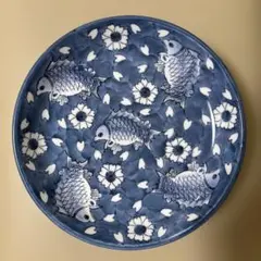 藤太郎窯　鯛と桜絵の大皿　直径24㎝
