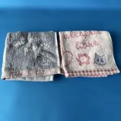 猫のイラスト タオルハンカチ 2枚セット　未使用品