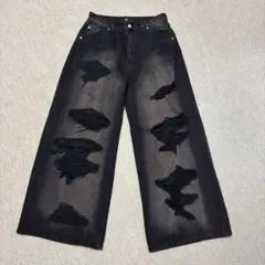 hare ダメージデニムパンツ ブラック