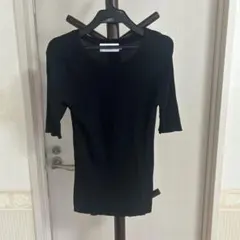 AZUL by MOUSSY ブラック五分袖サマーニット S