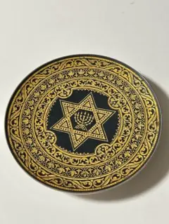 アンティーク調 六芒星 デザインプレート 装飾皿 コースター レトロ 金彩 模様