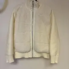 ホワイト2WAYニットスリーブエコファーダウンジャンパー