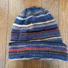 マルチカラーストライプニット帽