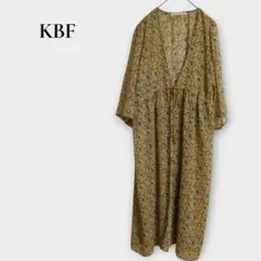 ケービーエフ KBF ロングワンピース フレアスリーブ 花柄 F イエロー