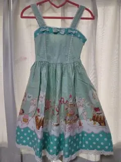 ミントグリーン ケーキデザイン ワンピース 140