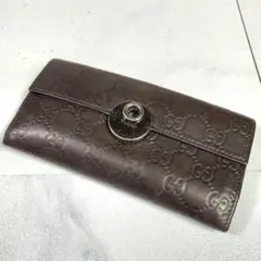 GUCCI グッチ グッチシマ レザー オールレザー 長財布 ダークブラウン