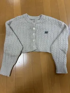 ベージュ ケーブルニット クロップドカーディガン