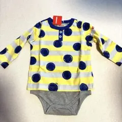 【新品未使用】ミキハウス 水玉 ボーダー 長袖 ロンパース ボディシャツ80