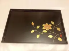 黒鉄仙 長角盆 金蒔絵
