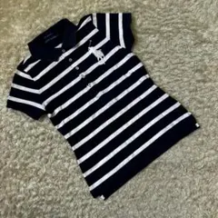 【RALPH LAUREN】ポロシャツ ボーダー 紺×白 ビッグポニー刺繍 L