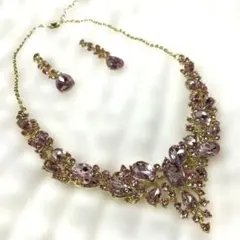 社交ダンス　ベリーダンス　クリスタル ネックレス＆ピアスセット