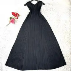 【美品】希少 プリーツプリーズ Aライン マキシ丈 ワンピース ブラック 3