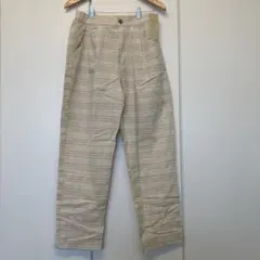 ⭐︎新品⭐︎リネン混チェック柄テーパードパンツ フリーサイズ