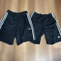 adidas ストライプ ハーフパンツ 黒