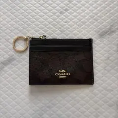 COACH コインケース ダークブラウン IDウィンドウ付き