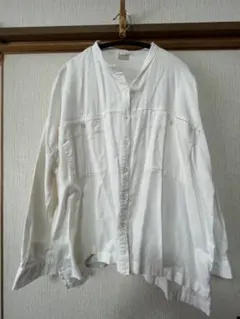 エコロコ ホワイト ボタン付き 長袖シャツ