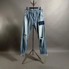 ワ*ン様 アナクロノーム ダブルニー デニムイージーパンツ02ダメージ加工 ワ*ン様 アナクロノーム ダブルニー デニムイージーパンツ02ダメージ