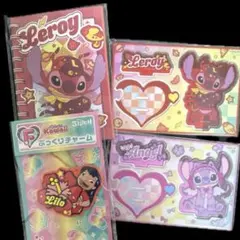 Happyくじ スティッチ F賞H賞G賞 シール帳 チャーム リロイ エンジェル