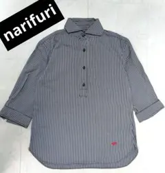 narifuri　七分袖襟付きシャツ　M　モノクロ　チェック柄のサムネイル