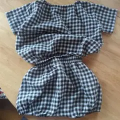 韓国服ギンガムチェック柄パンツブラウン