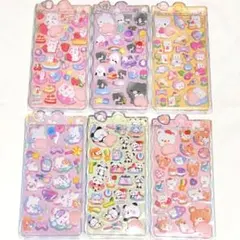 6枚セット⭕️おしりシール 立体 3D ぷにぷに マシュマロシール ぷくぷく 動物