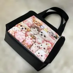 帆布使いトートバッグパネル=お花の中の動物達✾何種類居るかなぁ~???