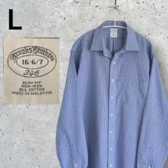 古着　BROOKS BROTHERS　長袖シャツ　　L相当 ブルー　チェック柄