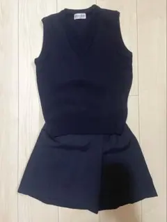 美品　お受験　通学セット　ベスト　キュロット　ネイビー　120cm 130cm
