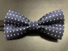 未使用品　水玉柄　蝶ネクタイ(ネイビー)