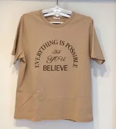 GU ロゴプリント Tシャツ ベージュ