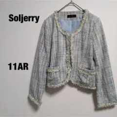 Soljerry ツイード ノーカラージャケット フリンジ セレモニー 入学式