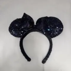ディズニー ミニーちゃん カチューシャ 黒 スパンコール