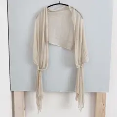 【中古品】【訳あり】お呼ばれドレスに羽織るストール　ベージュ　エレガント　結婚式