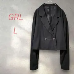グレイル テーラードジャケット【L】ブラック ショート丈 ダブルボタン 大きめ
